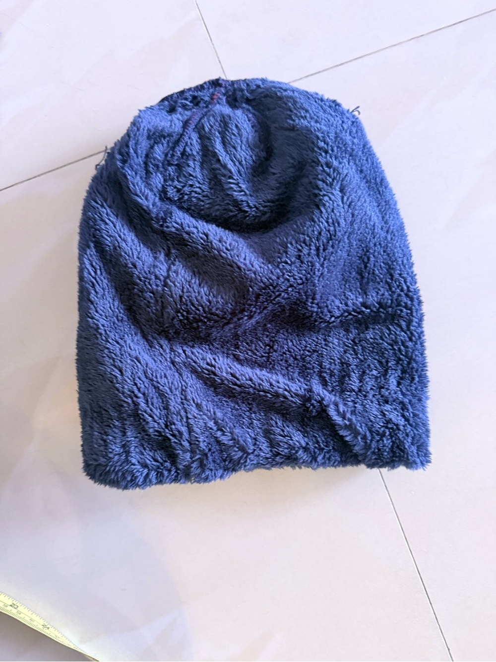 Unisex Knit Beanie Hat in Wine with Navy Faux-Fur Trim by - Picture 6 of 8